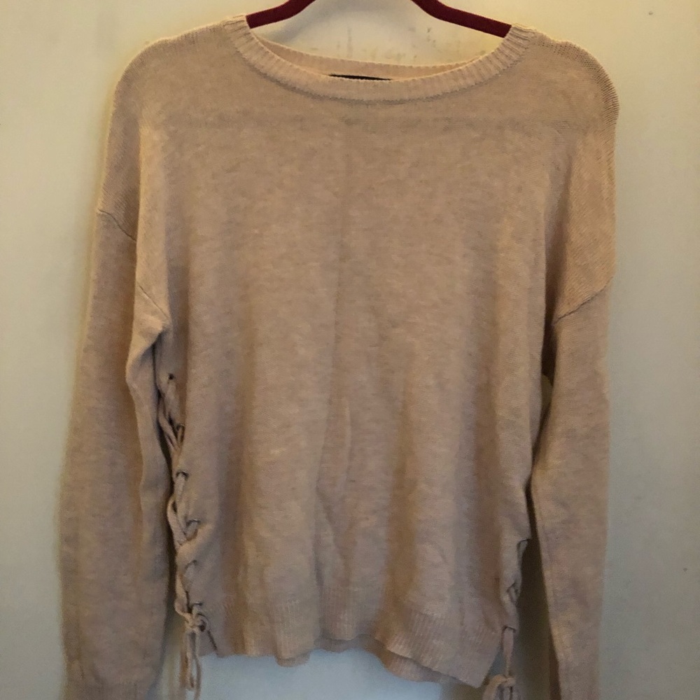 Beige Sweater with ties on side